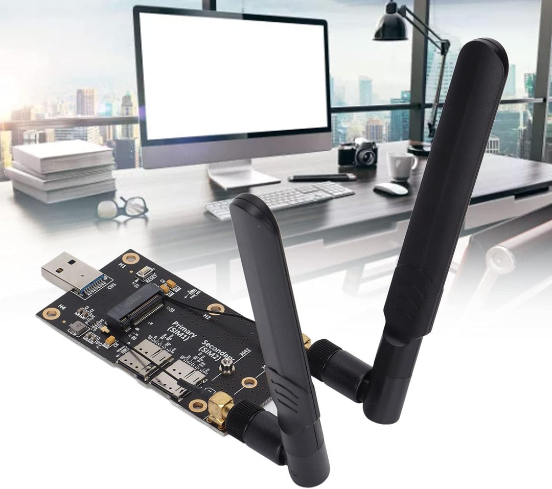 ASHATA NGFF M.2 auf USB3.0 Adapter,Dual-SIM-Kartensteckplatz LTE-Modem mit Antennenschrauben und Sch