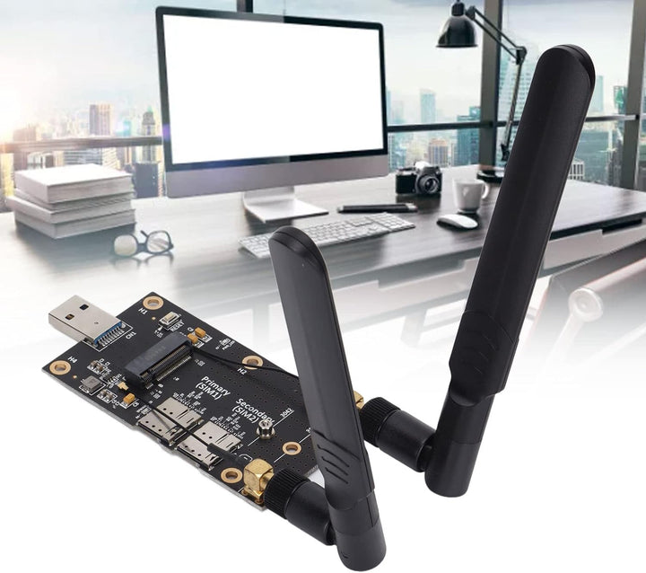 ASHATA NGFF M.2 auf USB3.0 Adapter,Dual-SIM-Kartensteckplatz LTE-Modem mit Antennenschrauben und Sch