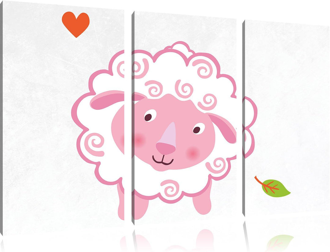 Pixxprint Niedliches Schaf als Leinwandbild/Grösse: 3 Teilig (120x80) cm/Wandbild/Kunstdruck/fertig