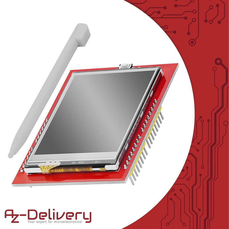 AZDelivery 3 x 2,4 Zoll TFT LCD Touch Display Shield Module SPI XPT2046 240x320 Pixel ILI9341 5V 3,3