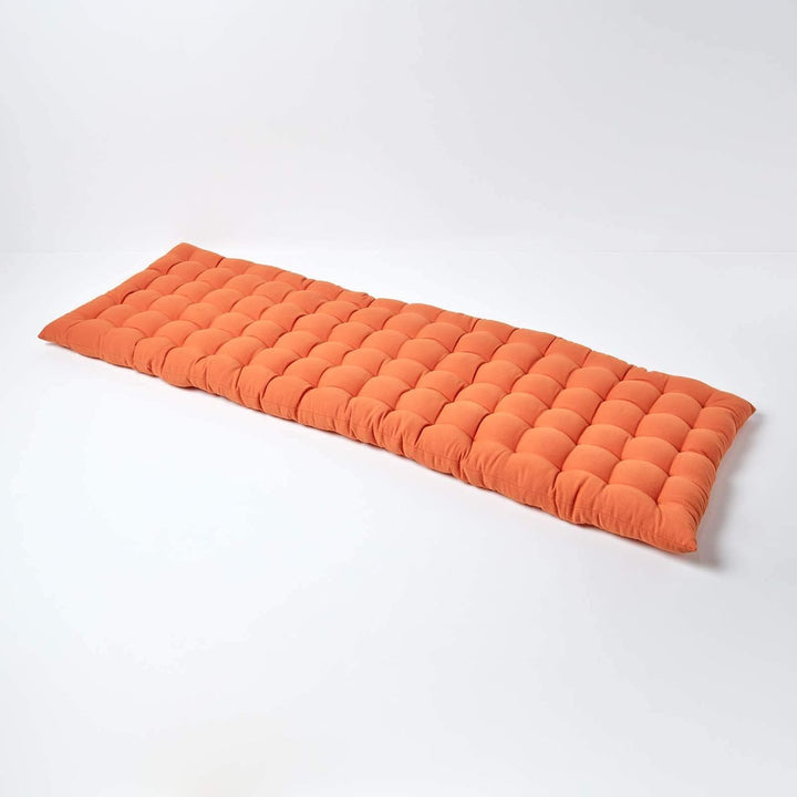 Homescapes 3-Sitzer Bankauflage, orange, Sitzkissen für Bänke und Gartenbänke mit Bezug aus 100% Bau