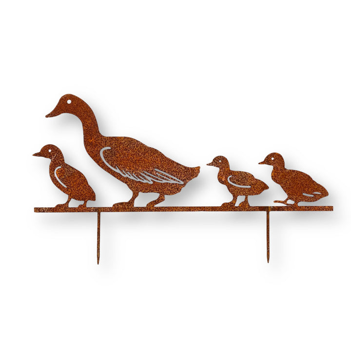 Crispe home & garden Gartenstecker Edelrost - Enten Familie - Höhe 32 cm, Enten Familie