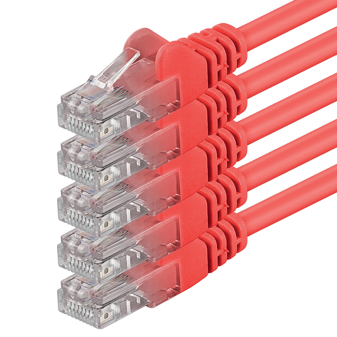 1aTTack UTP-Netzwerkkabel mit RJ45 (Cat.6, 10 Stück) 10,0 Meter 10 m rot, 10 m rot