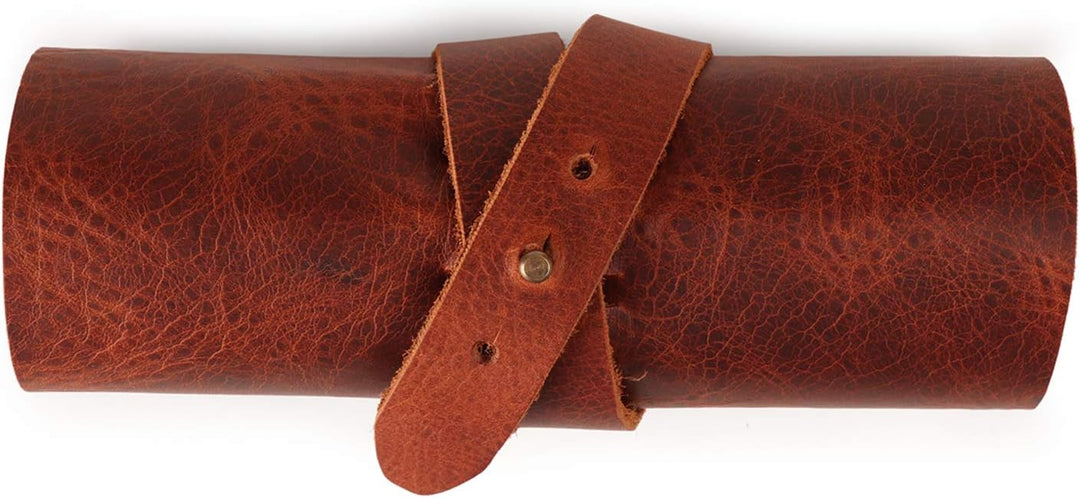 LONDO Etui für Stifte und Bleistifte aus echtem Leder, Braun