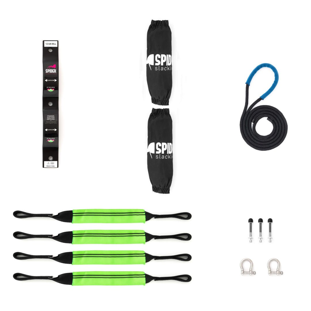 Slackline - Indoor Kit 1.0 - Indoor Kit Platte Wand (1x Doppelwandplatte + 2X Polschlinge) C) 1 x Do