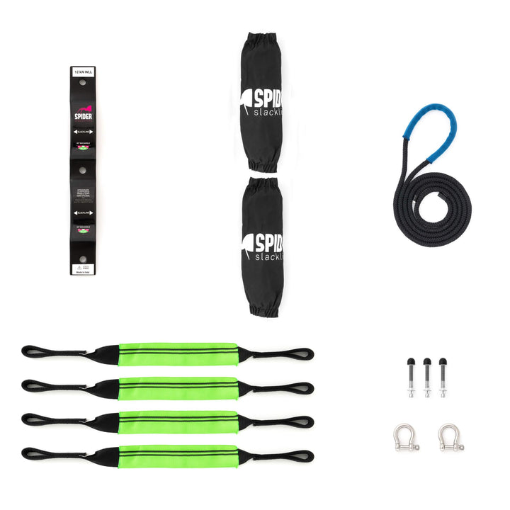 Slackline - Indoor Kit 1.0 - Indoor Kit Platte Wand (1x Doppelwandplatte + 2X Polschlinge) C) 1 x Do