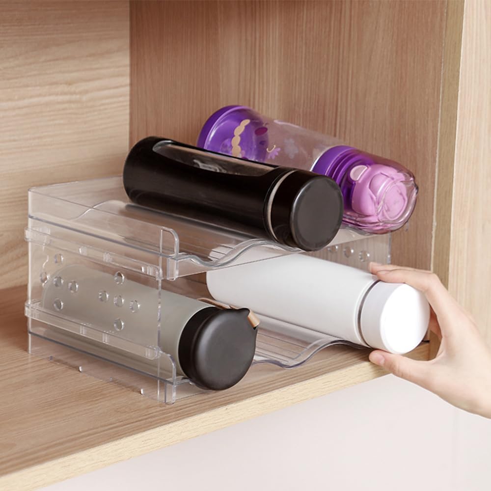 Flaschenregal Kühlschrank Flaschen Organizer,Weinregal Stapelbar,Dosenregal,Transparenter Flaschenha
