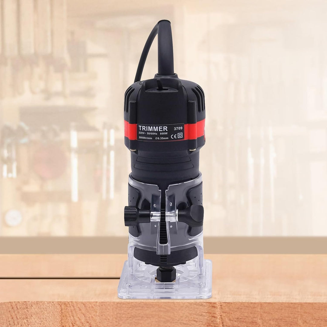 MINRS Oberfräse 800W Holzfräse Elektrische, Oberfräse Trimmer Einhandfräse 6,35mm Durchmesser Kanten