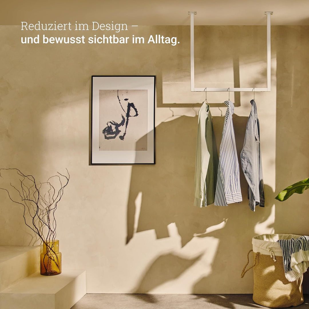 Natural Goods Berlin 1x Kleiderstange RECHTECK, Garderobenhalter U-Form, Wandmontage Bad Flur Küche,