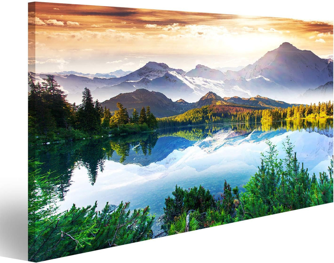 islandburner Bild auf Leinwand See Fantastisch Sonniger Tag Berg Bilder Wandbilder Poster Leinwand 1