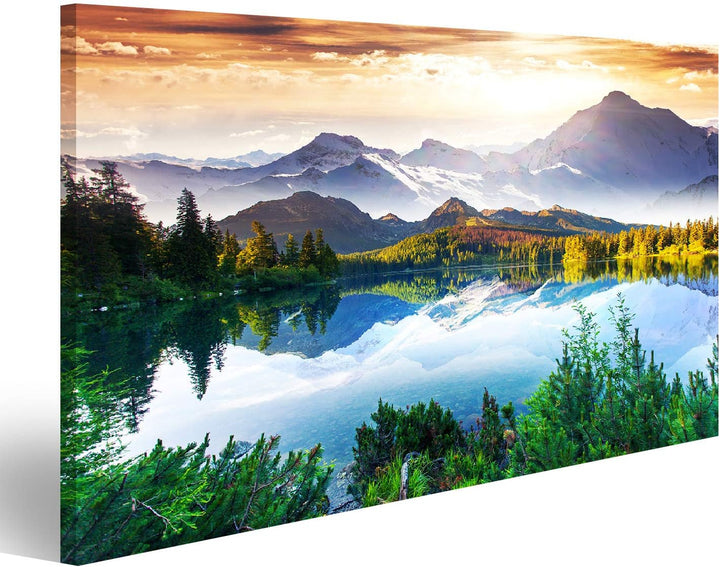islandburner Bild auf Leinwand See Fantastisch Sonniger Tag Berg Bilder Wandbilder Poster Leinwand 1