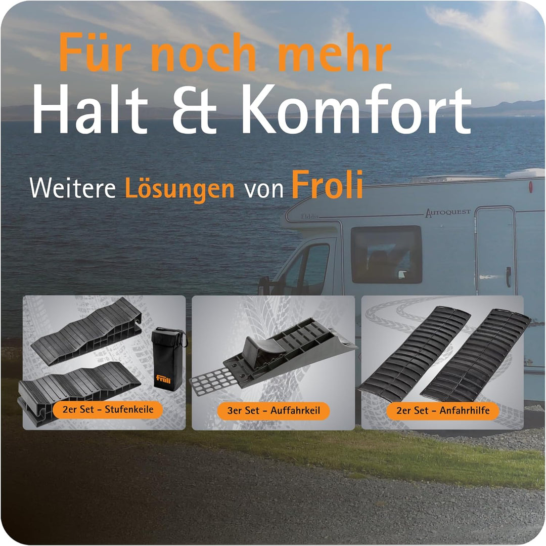 Froli Maxi-Keil 2er Set – Auffahrkeile für Wohnmobil, Wohnwagen & PKW inkl. Tasche – 5 t pro Keil (2