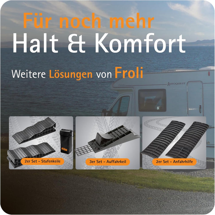 Froli Maxi-Keil 2er Set – Auffahrkeile für Wohnmobil, Wohnwagen & PKW inkl. Tasche – 5 t pro Keil (2