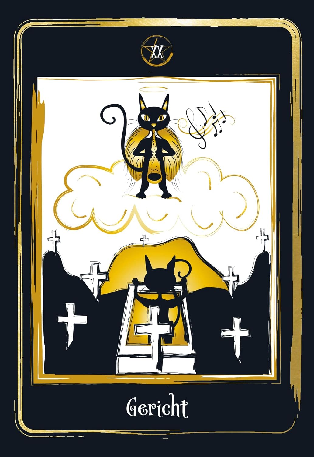 Golden Black Cat Tarot - Hochwertige Stülpdeckelschachtel mit Goldfolie: 78 Karten mit Golddruck und