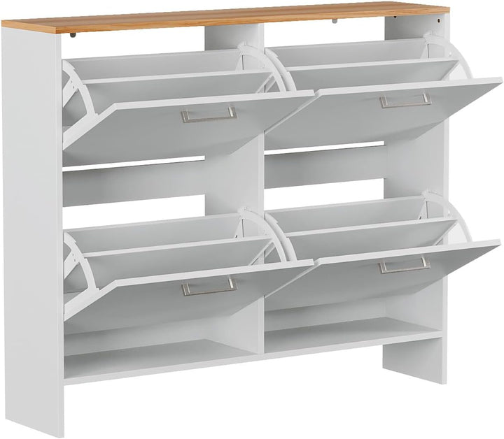 LEADZM Schuhschrank Schmal,Schuhkipper mit 4 Flip-Schubladen Schuhregal für den Eingang, Flur, Wohnz
