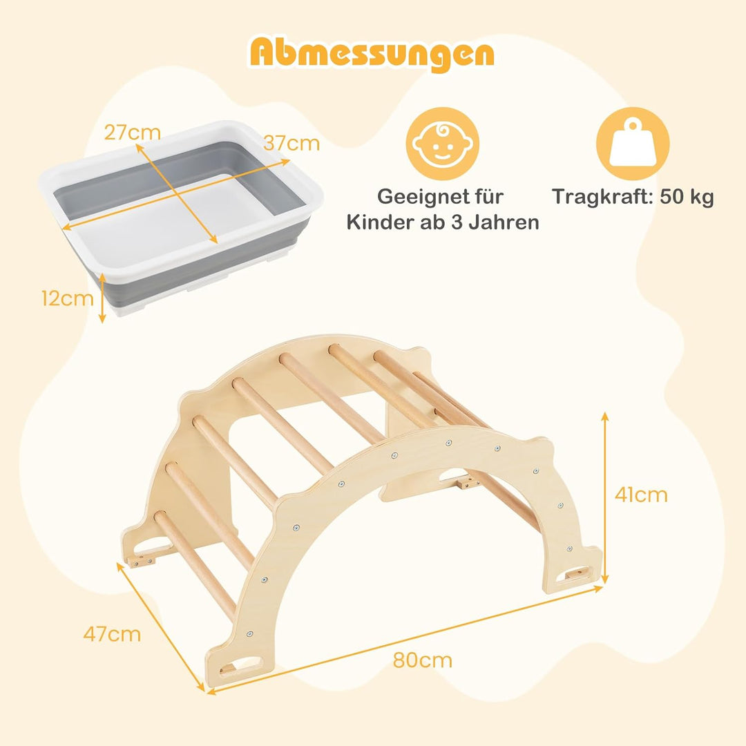 COSTWAY Kletterbogen, 8 in 1 Klettergerüst Indoor mit Aufbewahrungsbox, Kinder Spielplatz zum Klette