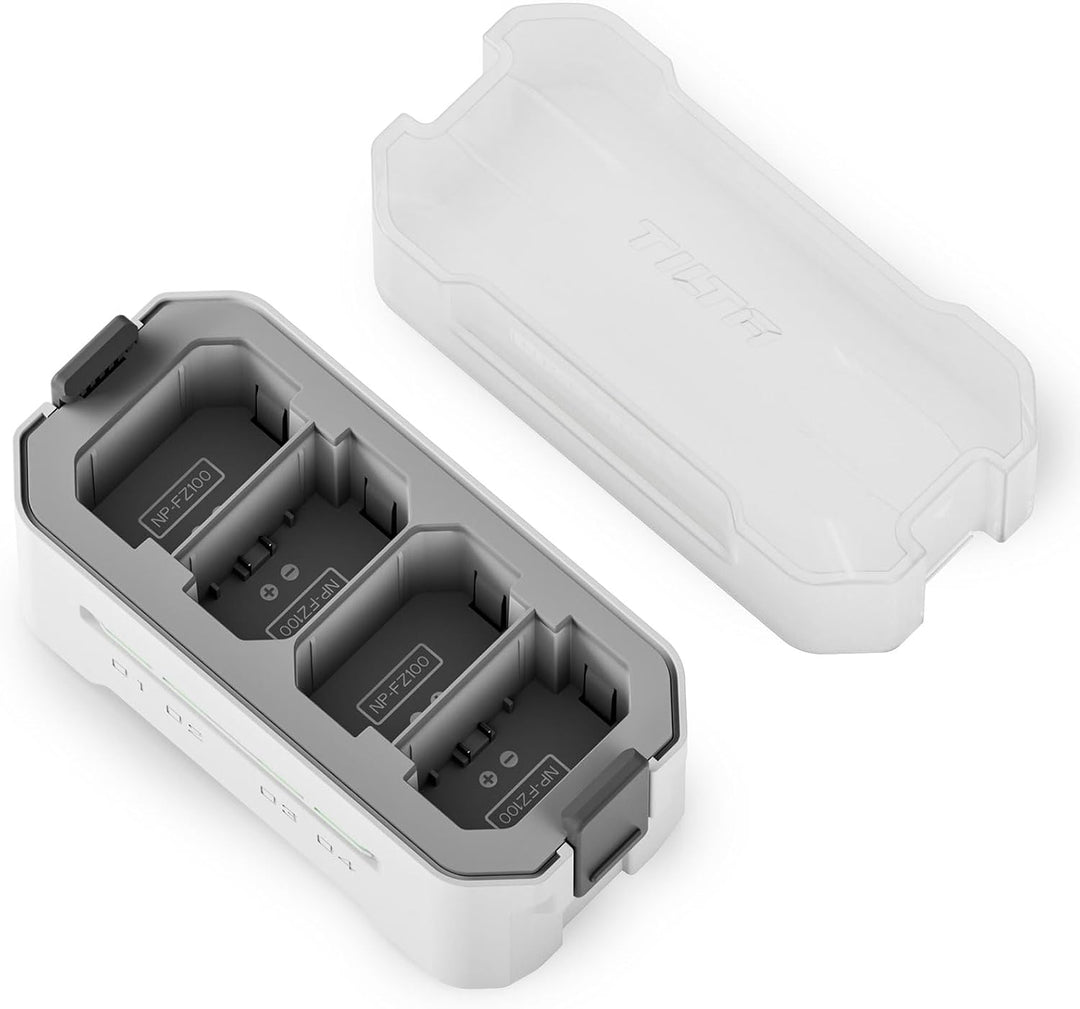 TILTA NP-FZ100 Akku-Ladegerät | Tragbare Ladestation | Lädt 4 Akkus mit USB-C PD 45 W Schnellladung