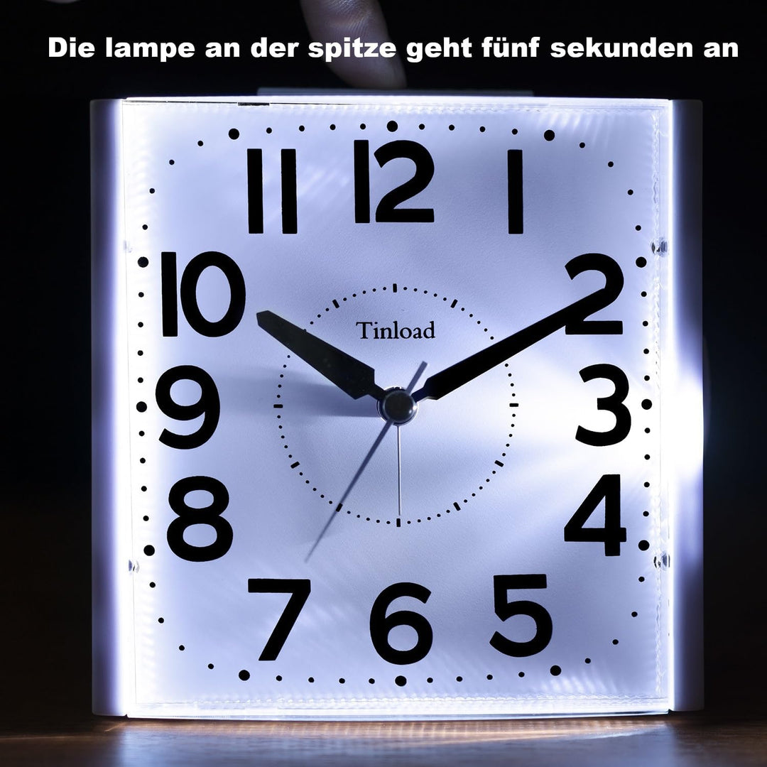 Tinload Analog Seniorenwecker mit Nachtlicht, 4.7 Zoll grosses Zifferblatt, Tischuhr mit Schlummerfu