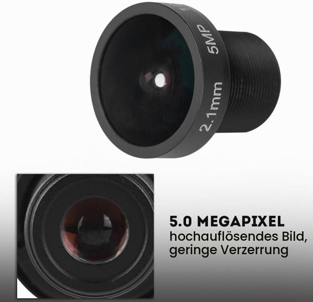 ASHATA 2,1-mm-Kameraobjektiv, 180-Grad-Weitwinkel-Ersatzobjektiv, HD-IR-CCTV-Objektiv für IP-Überwac