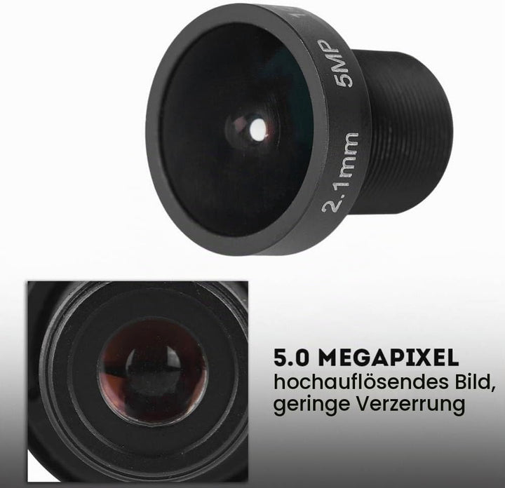 ASHATA 2,1-mm-Kameraobjektiv, 180-Grad-Weitwinkel-Ersatzobjektiv, HD-IR-CCTV-Objektiv für IP-Überwac