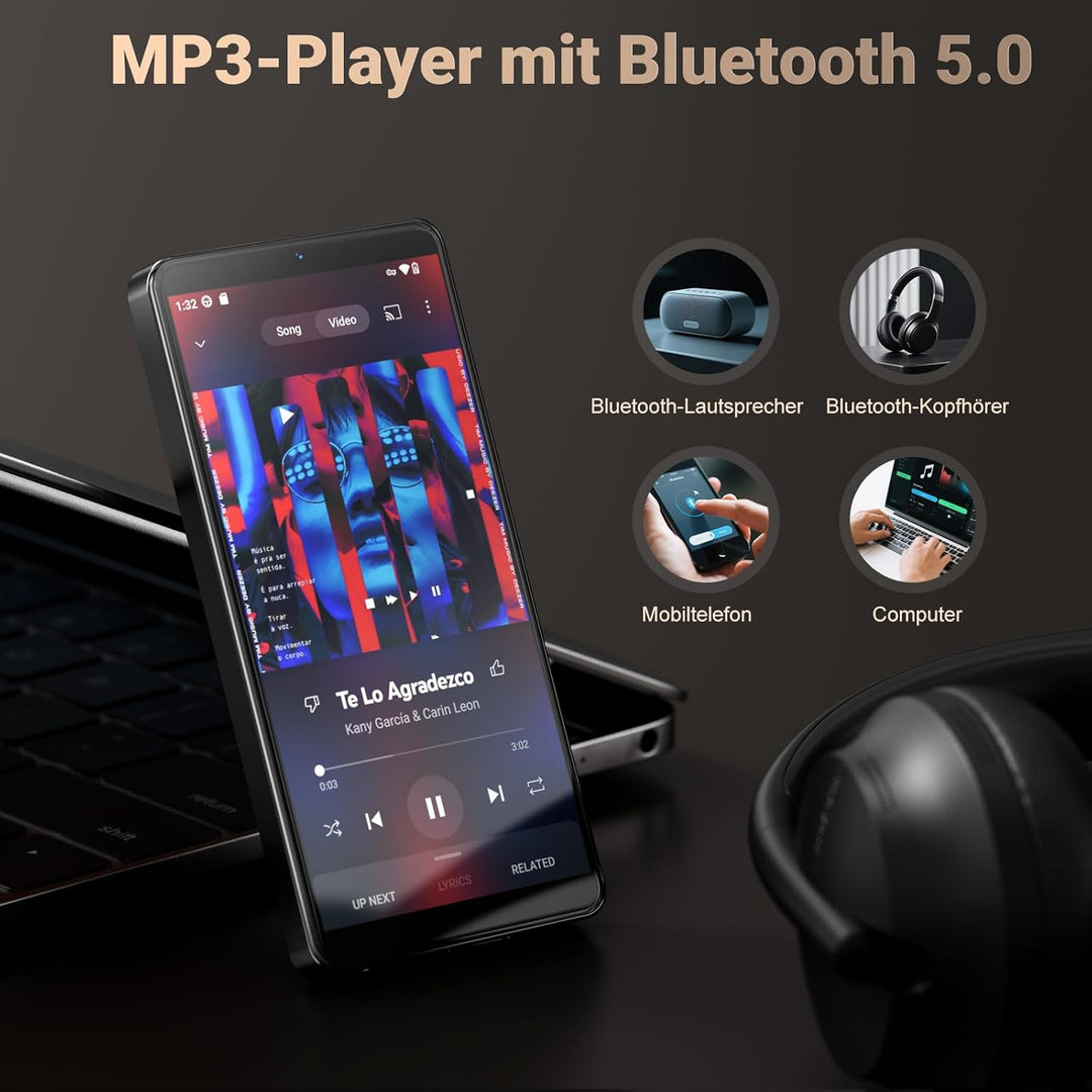128GB MP3 Player mit Bluetooth WiFi und Kamera, Oilsky Android 13.0 Spotify MP3 Musik Player mit Lau