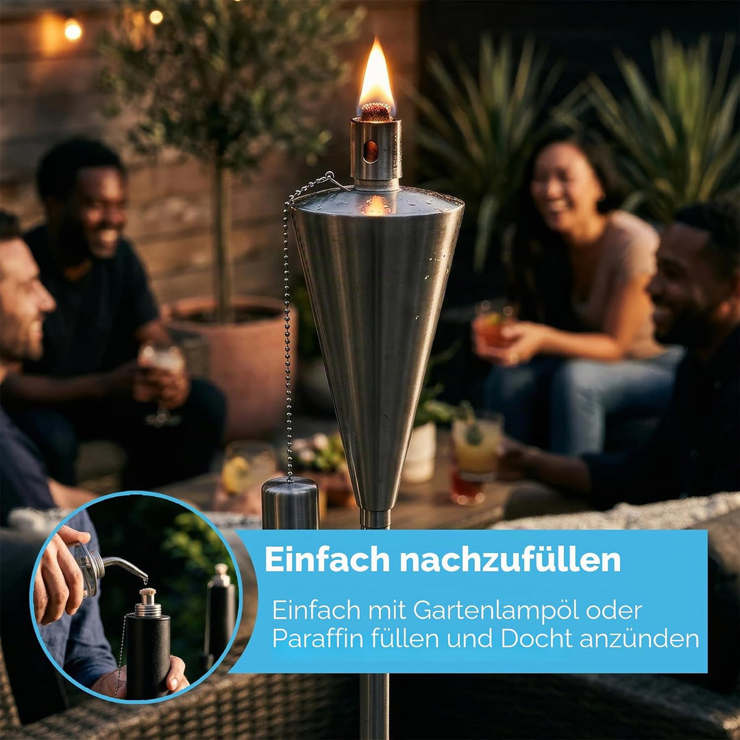 Harbour Housewares Gartenfackel - Paraffin-/Ölfackel - Dreieckiges Design - 1460 mm - 6 Stück