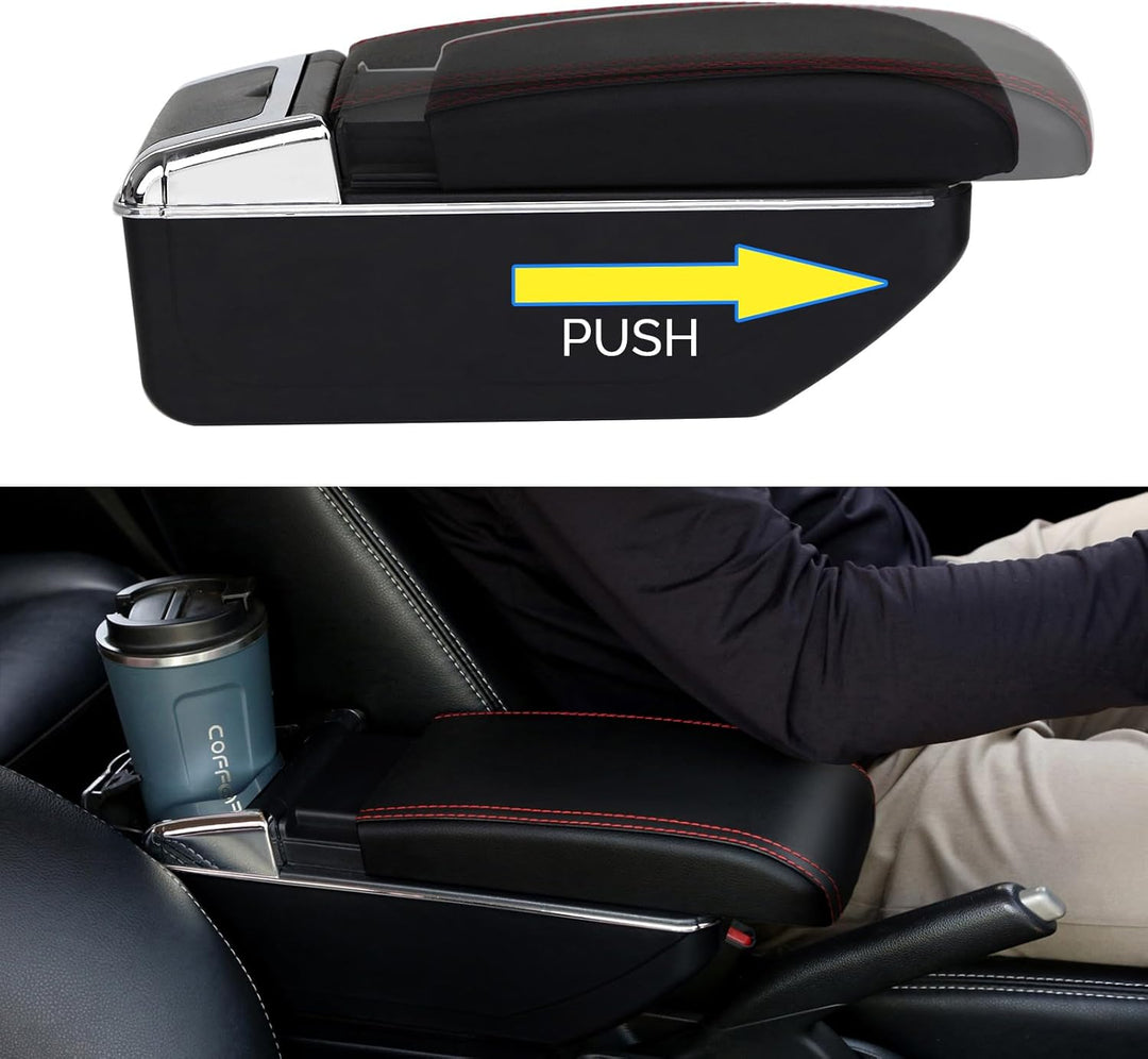 Auto Armlehnen für Corsa D 2006-2014 Doppelschicht Mittelkonsole Grosse Aufbewahrungsbox Schwarz mit