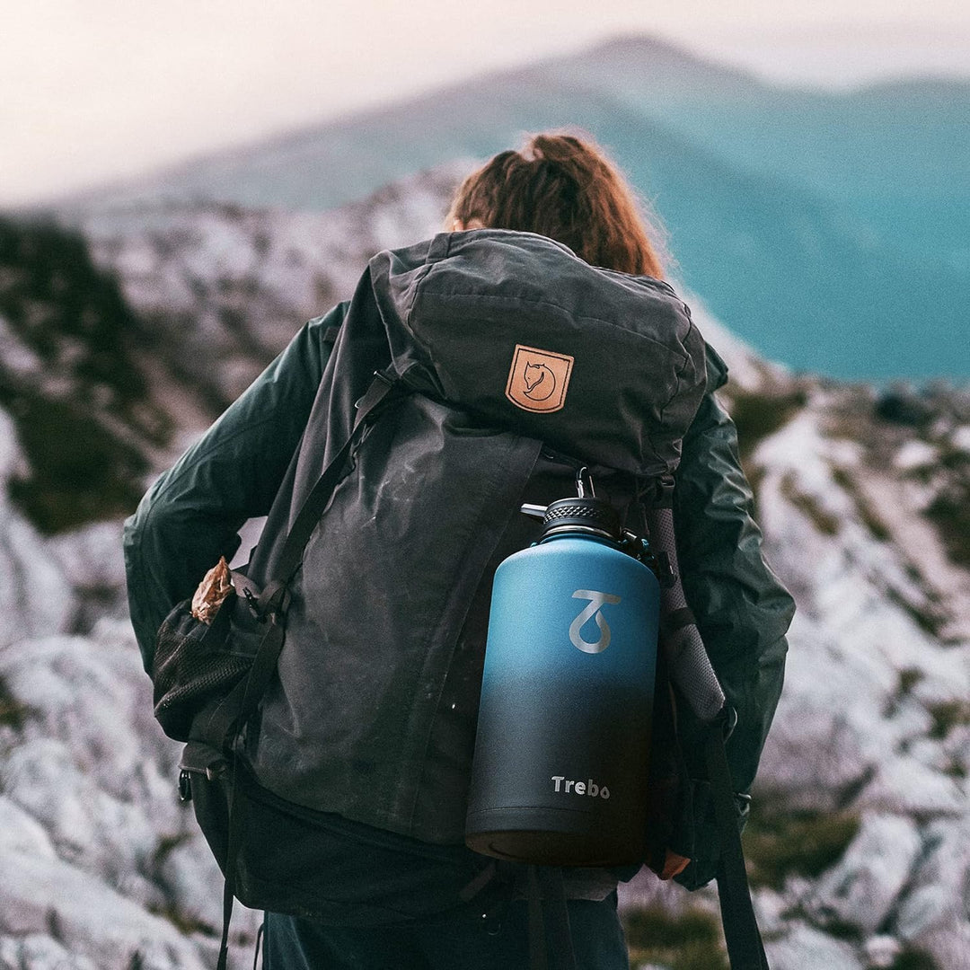 Trebo 1.5 l Wasserflasche isoliert mit Paracord-Griff, 3.6 l Edelstahl-Sport-grosser Krug, lebensmit