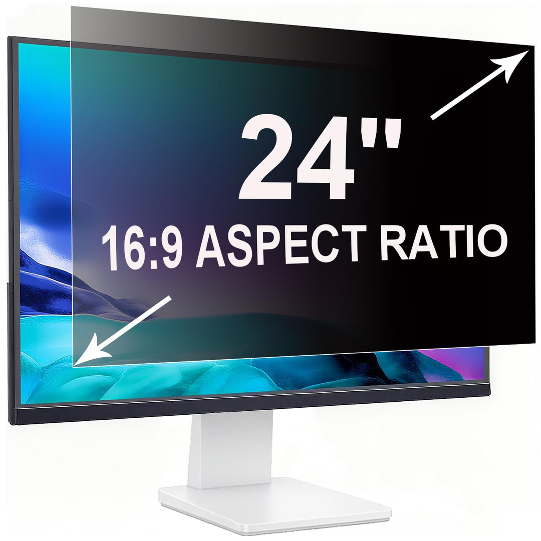 ruord Sichtschutzfolie für 24 Zoll 16:9 (53.1x29.9cm) Monitor - Blaulichtfilter & Blendschutz, Abneh