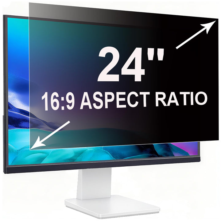 ruord Sichtschutzfolie für 24 Zoll 16:9 (53.1x29.9cm) Monitor - Blaulichtfilter & Blendschutz, Abneh