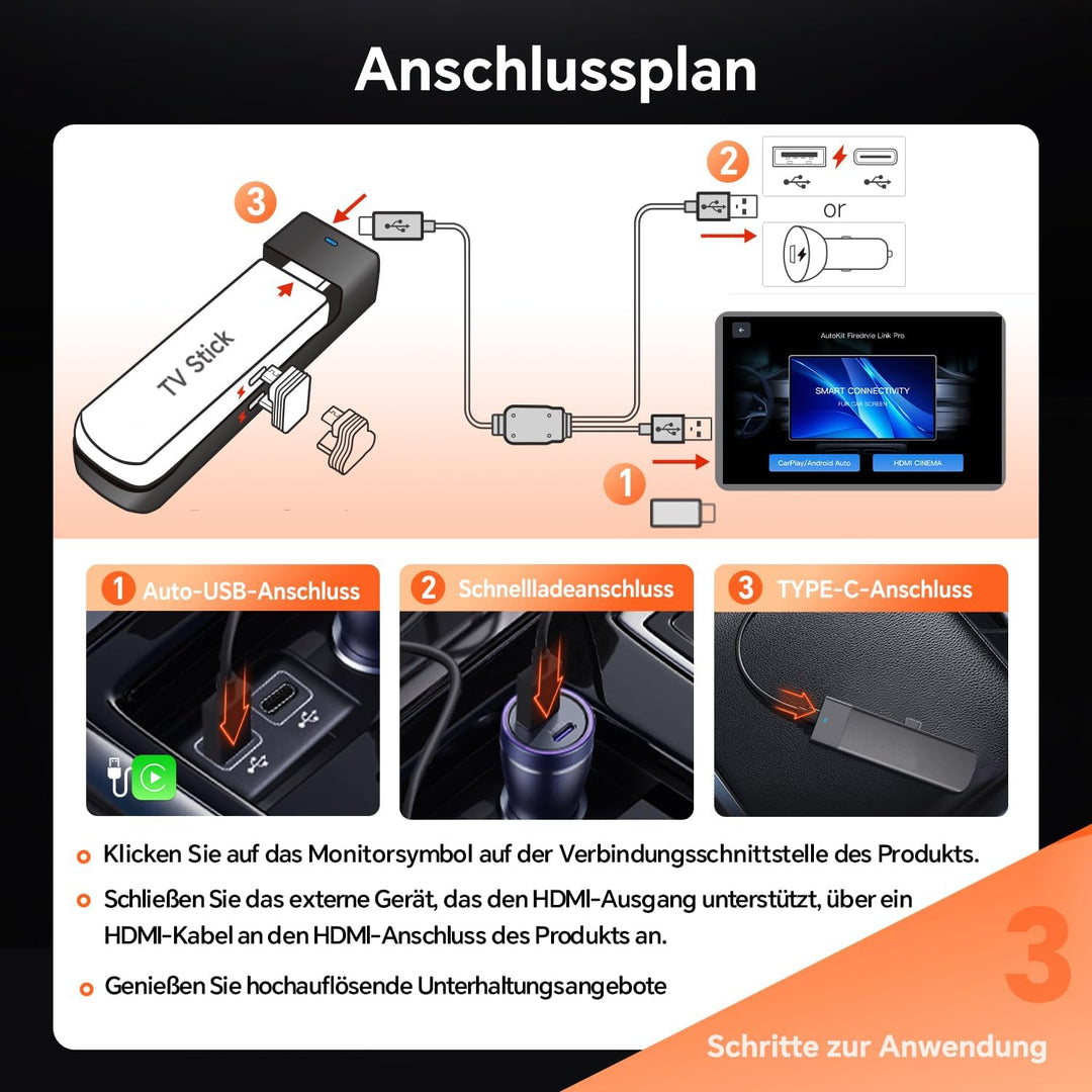 Carlinkit FireDrive Link Pro – TV-Stick-zu-CarPlay-Adapter, wandelt kabelgebundenes CarPlay in HDMI
