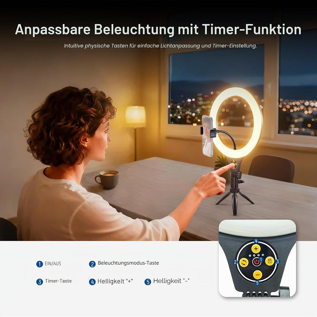 NEEWER Entry Level Version 10,5" Tisch Ringlicht mit Stativständer/Handyhalterung Kompatibel mit iPh