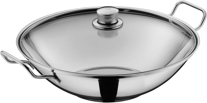 WMF Party Taiwan Wokpfanne Induktion 36 cm, Wok mit Deckel und Ablagegitter, Cromargan Edelstahl unb