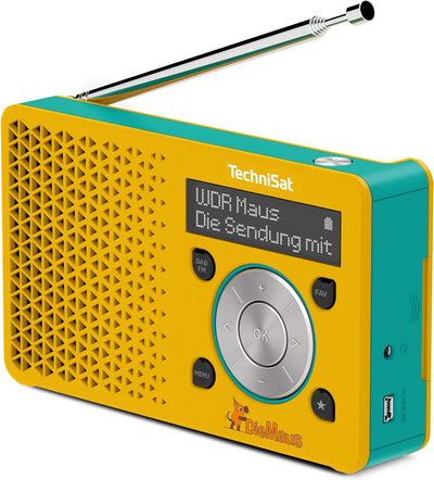 TechniSat DIGITRADIO 1 Maus Edition - tragbares DAB+ Radio mit Akku (DAB, UKW, Kopfhöreranschluss, L