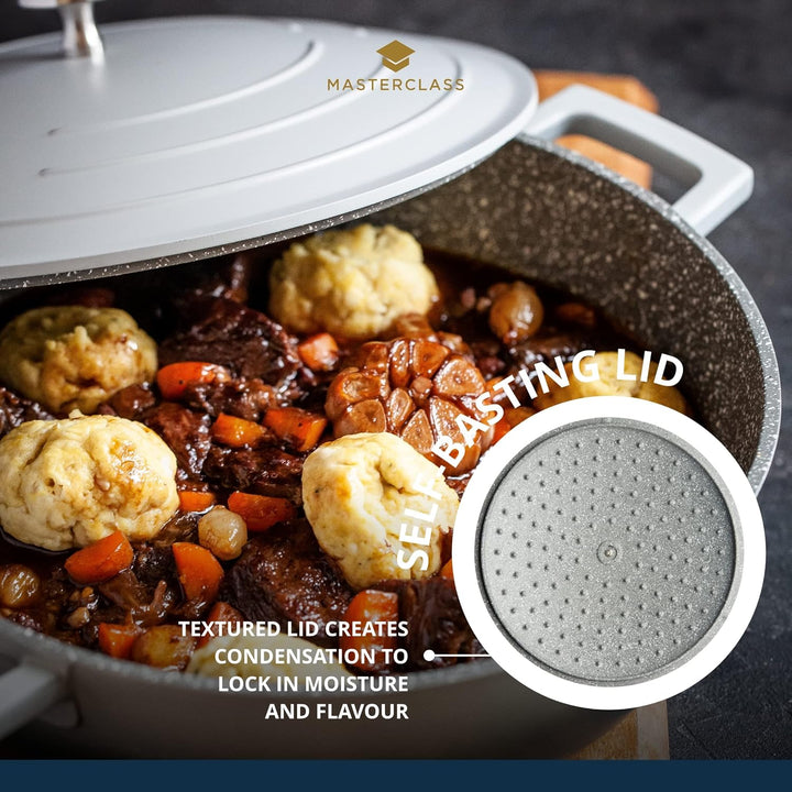 MasterClass Flache Bratpfanne mit Deckel, 4 l/28 cm, leichter Aluminiumguss, induktionsgeeignet und