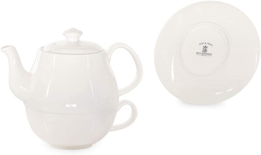Buchensee Tea for One Daisy 600ml aus Crystal Bone China Porzellan in fein-cremigem Weiss. Teekanne