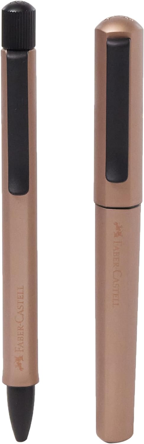 Faber-Castell 140589 - Geschenkset Hexo Bronze, mit Füller M und Drehkugelschreiber B, Geschenkset H