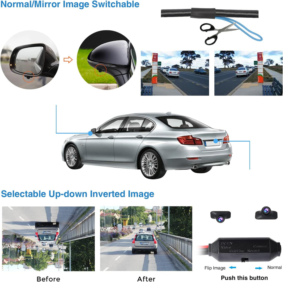 PARKVISION Rückfahrkamera Seitenkamera Auto Frontkamera mit drehbares Objektiv, Beidseitig geklebte