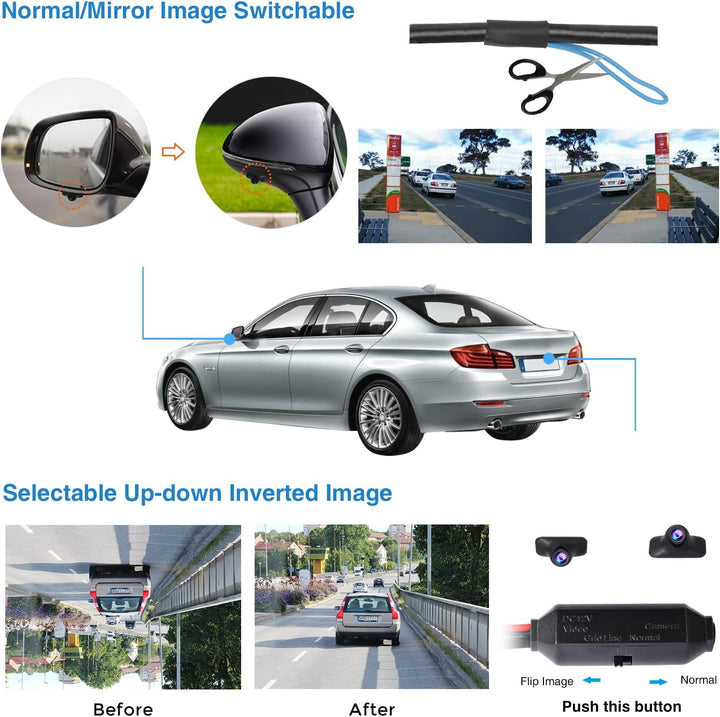 PARKVISION Rückfahrkamera Seitenkamera Auto Frontkamera mit drehbares Objektiv, Beidseitig geklebte