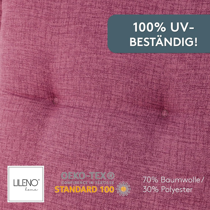 LILENO HOME Gartenstuhl Auflagen als [1er Set - Hochlehner] in Pink - bequeme Liegen als Sitzauflage