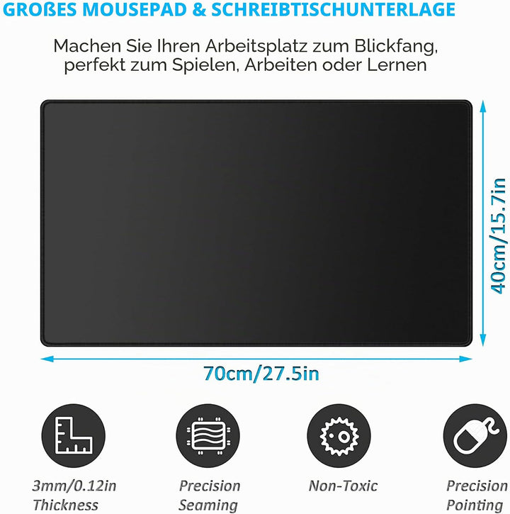 LL-COEUR XXL Schwarz Mauspad Gaming Mouse Mat Laptops Schreibtischunterlage Desk Pad (700 x 400 x 3