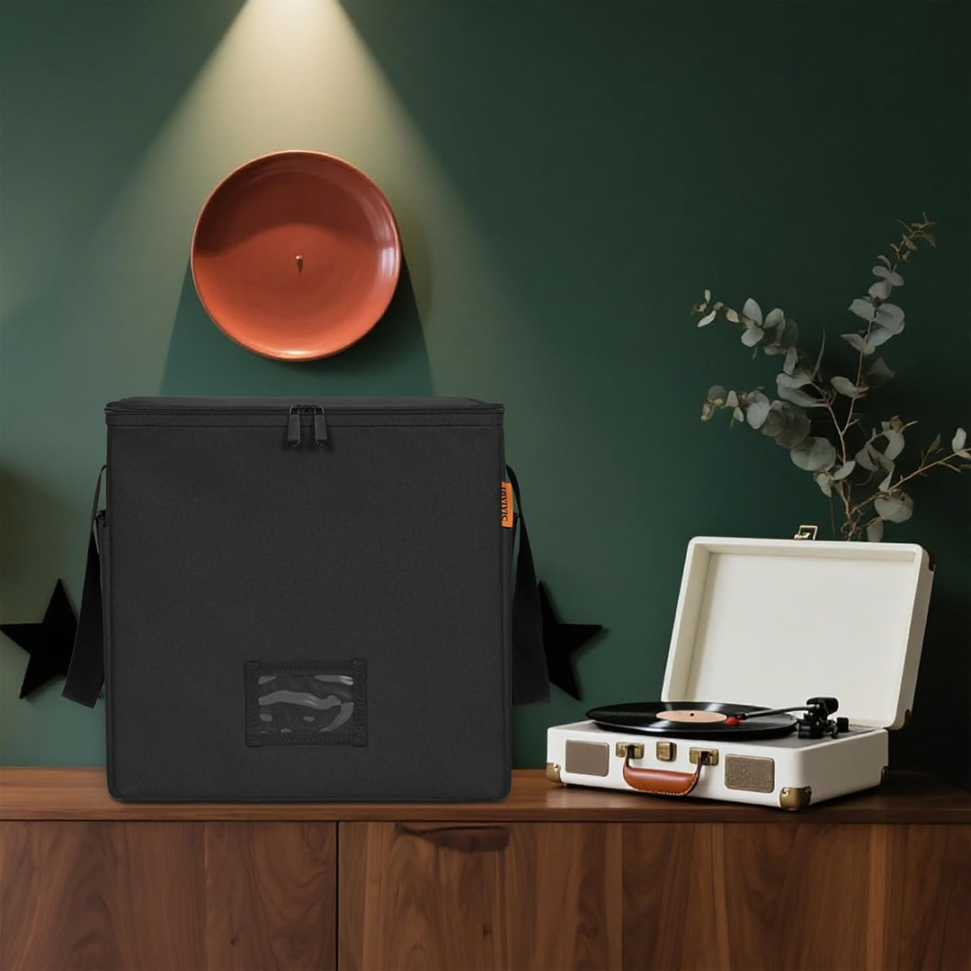 Vinyl-Schallplatten-Aufbewahrungsbox mit Reissverschlüsse, Klappbare Plattenkoffer für LP-Schallplat