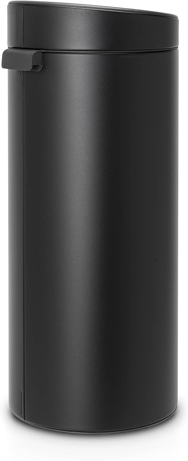 Brabantia Mülleimer Touch Bin, Stahl, Schwarz, 30L Mineral Moonlight Black 30 Liter, Mineral Moonlig