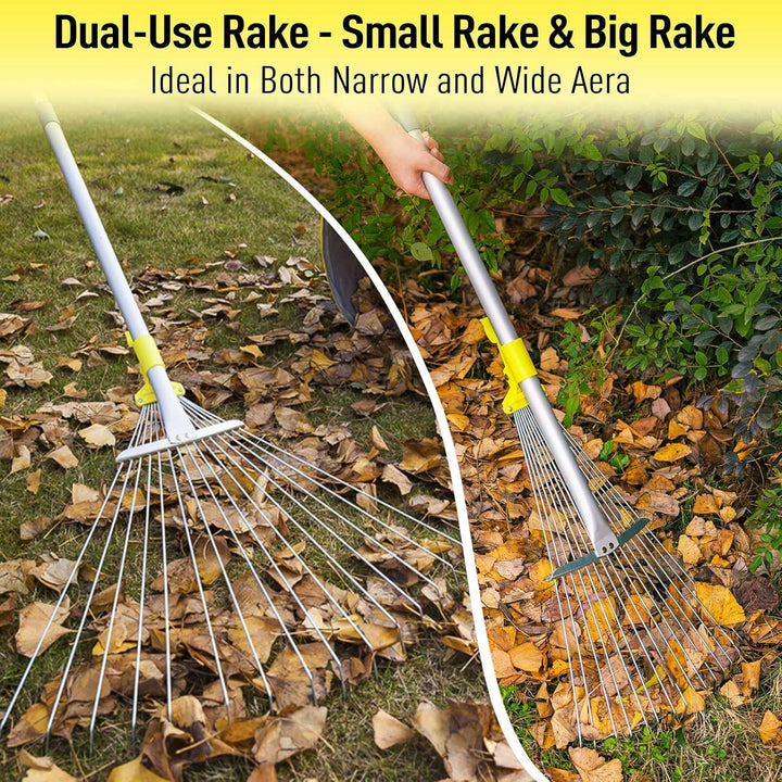 Jardineer 160 cm Teleskopstiel Garten Laubrechen, Sammeln von Rasen und Gartenabfällen, Aluminiumgri
