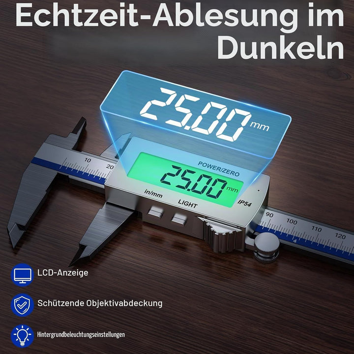 Preciva Digitaler Messschieber (wiederaufladbar),150 mm Schieblehre Digital Edelstahl, elektronische