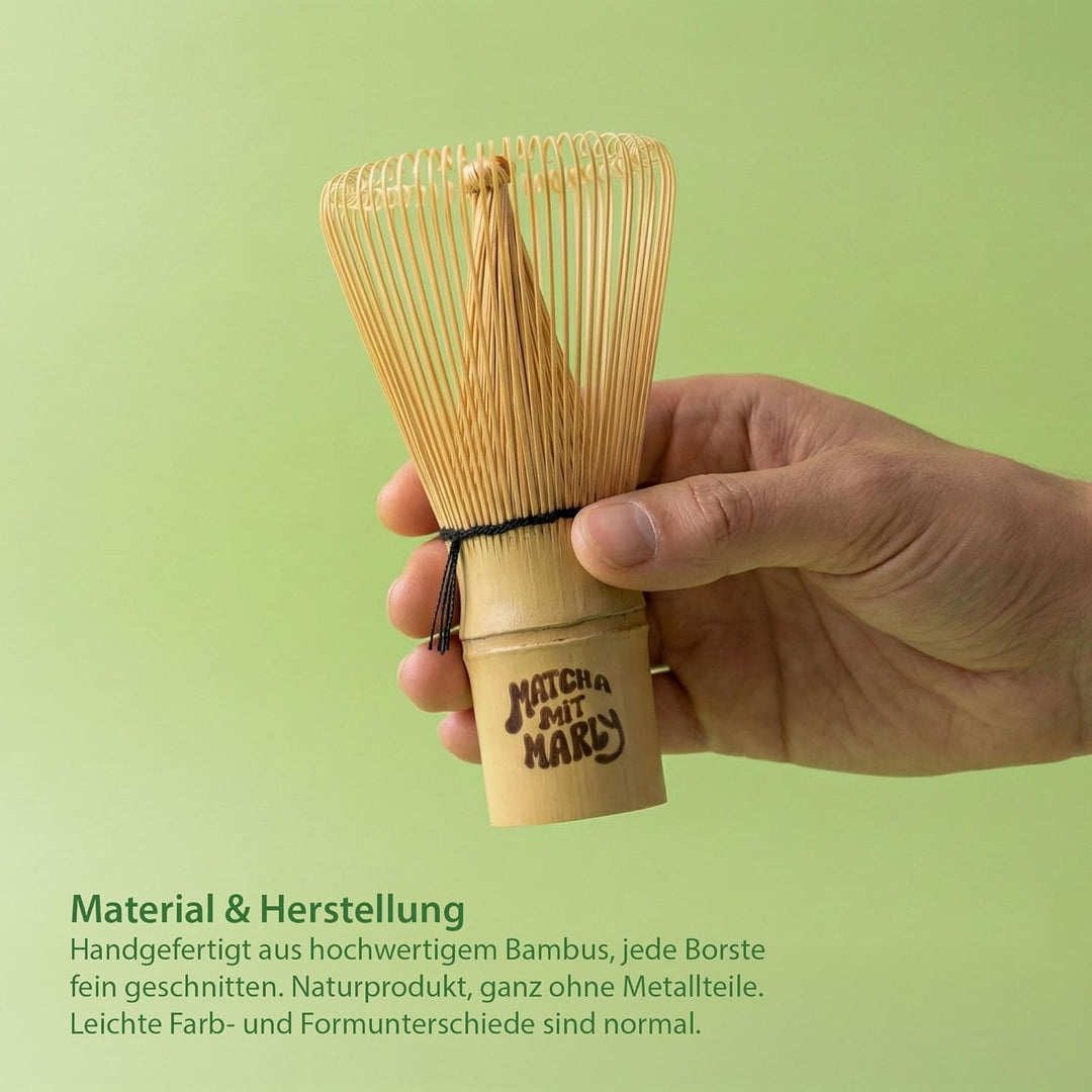 Matcha Besen aus Bambus (Chasen) 100 Borsten | traditioneller Matcha Whisk für feinporigen Schaum |