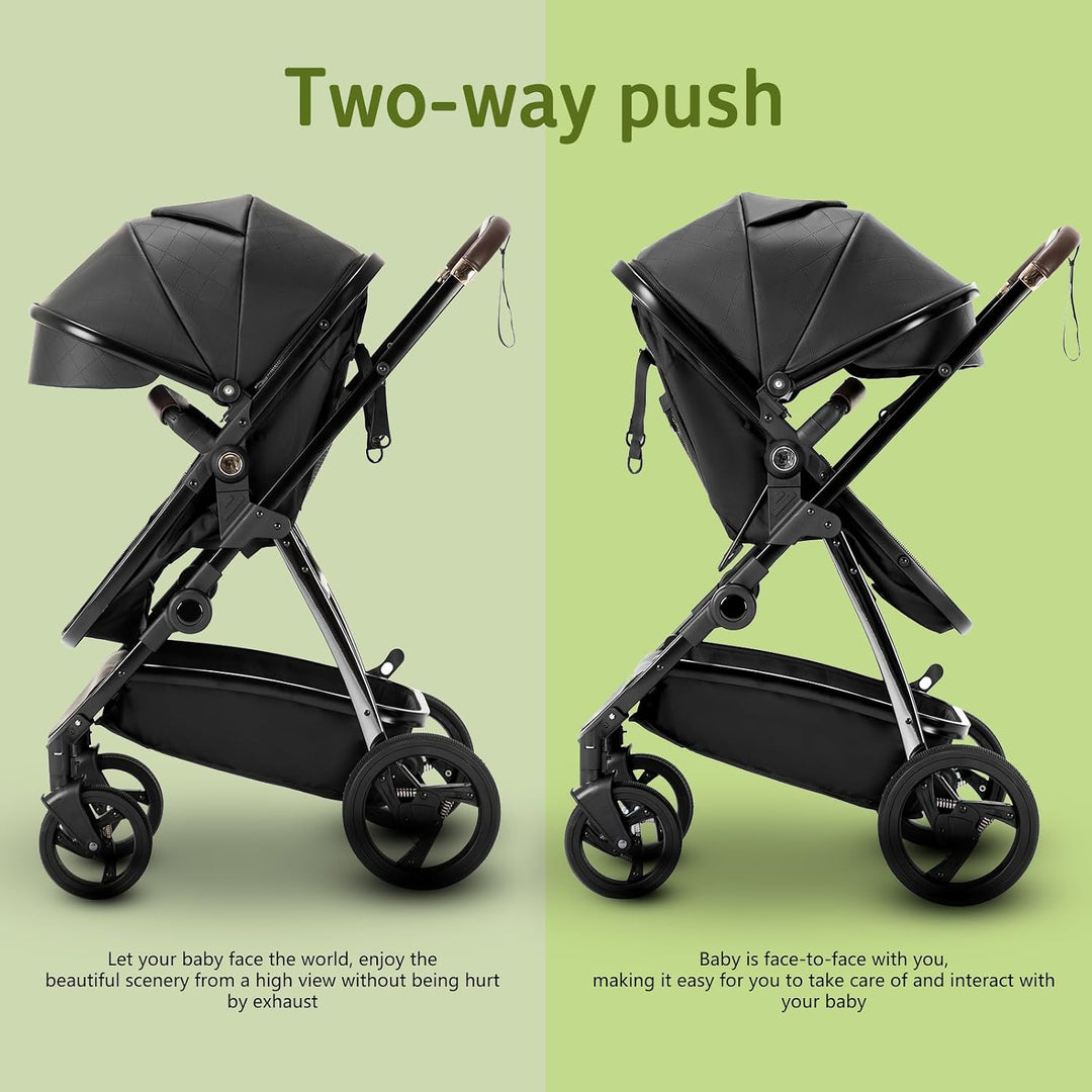 Zkiprm 3-in-1-Kinderwagen, 3-in-1-Reisesystem mit Autositz, mit Regenschutz, Aluminiumrahmen, Stadtw