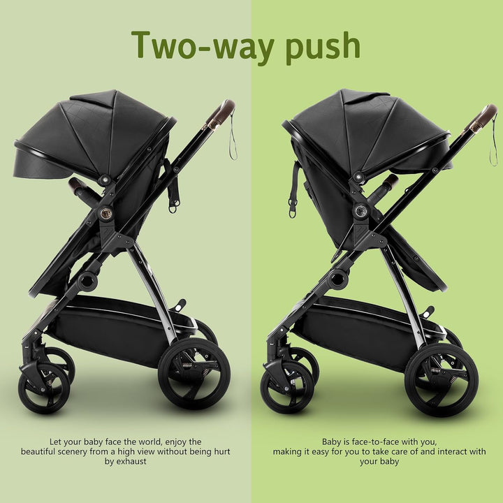 Zkiprm 3-in-1-Kinderwagen, 3-in-1-Reisesystem mit Autositz, mit Regenschutz, Aluminiumrahmen, Stadtw