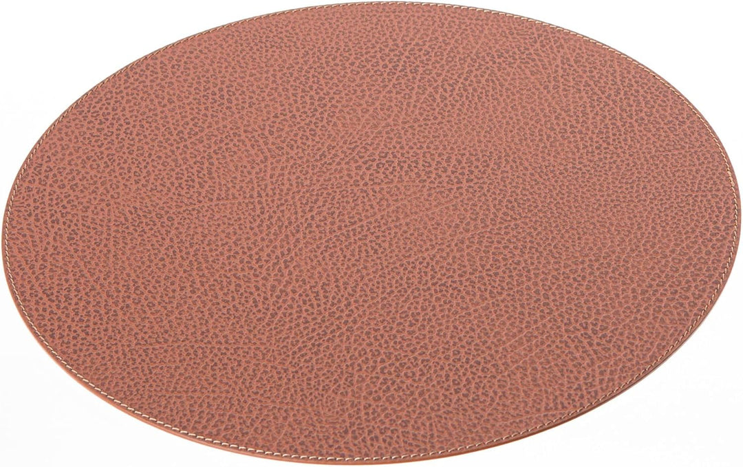 Nikalaz Rund Platzsets und Untersetzer aus recyceltem Leder, 4 Stück Platzdeckchen 33 cm und 4 Unter
