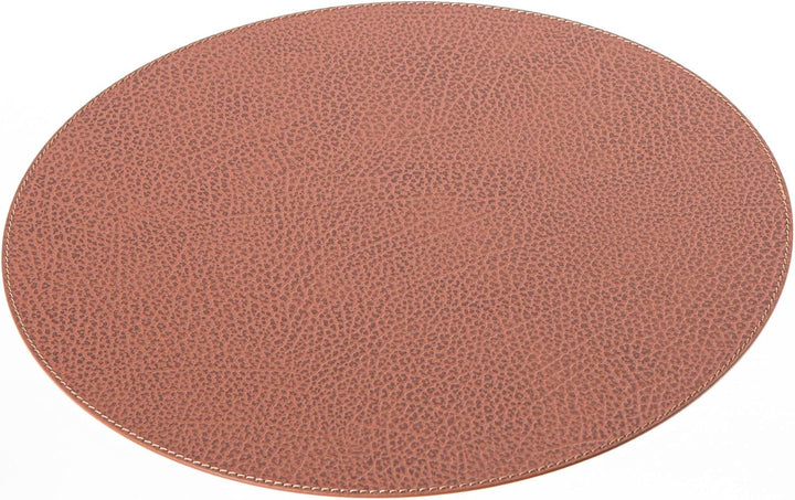 Nikalaz Rund Platzsets und Untersetzer aus recyceltem Leder, 4 Stück Platzdeckchen 33 cm und 4 Unter